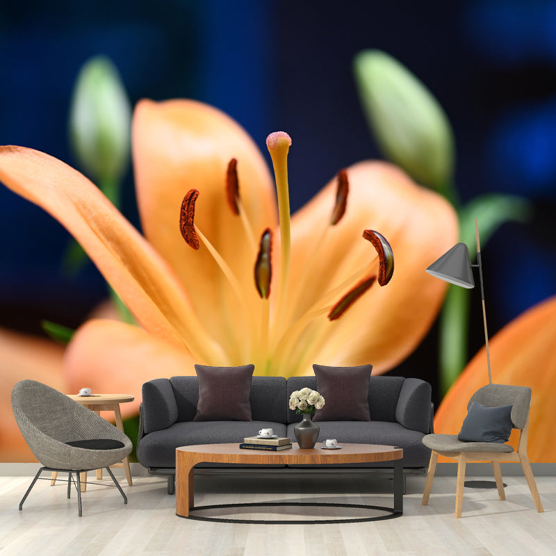 Lily Mural Wall Covering for Living Room Decorative Mildew Resistant Wallpaper