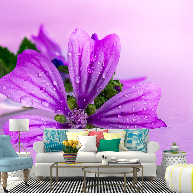 Mallow Mural Wall Covering for Living Room Decorative Mildew Resistant Wallpaper