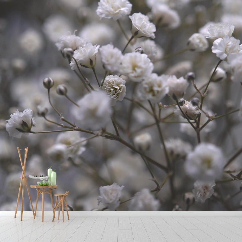 Gypsophila Mural Wall Covering for Living Room Decorative Mildew Resistant Wallpaper