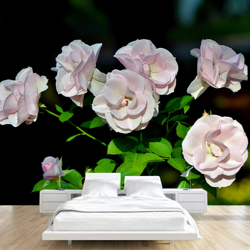 Rose Bush Mural Wall Covering for Living Room Decorative Mildew Resistant Wallpaper