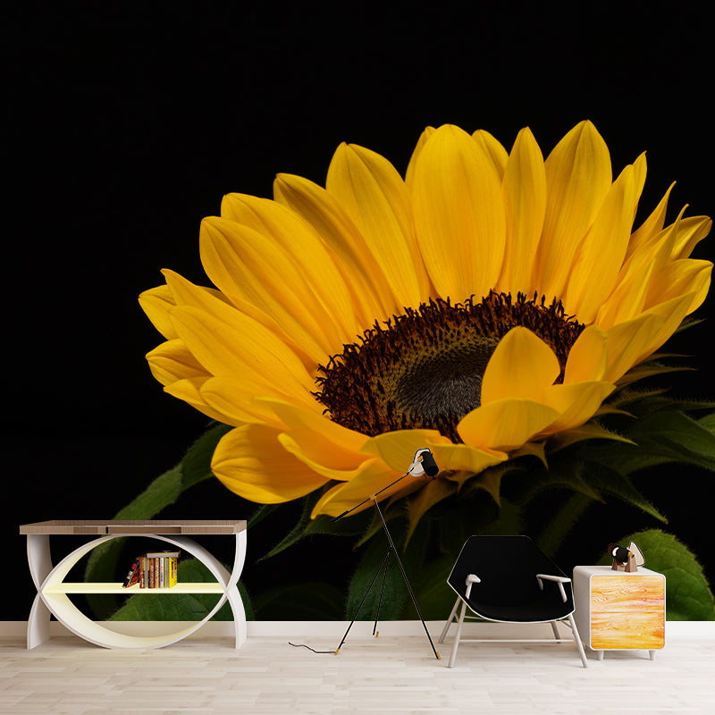 Sunflower Mural Wall Covering for Living Room Decorative Mildew Resistant Wallpaper