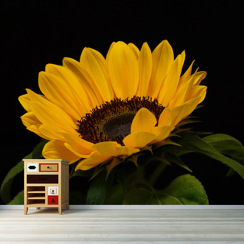 Sunflower Mural Wall Covering for Living Room Decorative Mildew Resistant Wallpaper