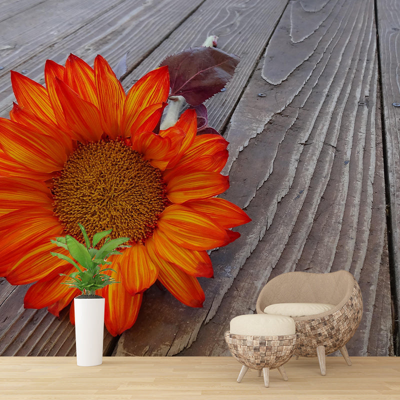 Sunflower Mural Wall Covering for Living Room Decorative Mildew Resistant Wallpaper