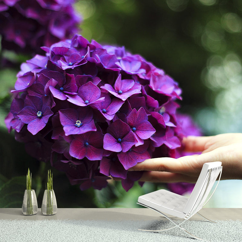 Beautiful Hydrangea Mural Wallpaper Mildew Resistant for Living Room Decor