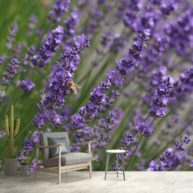Lavender Mural Wall Covering for Living Room Decorative Mildew Resistant Wallpaper