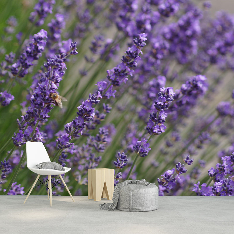Lavender Mural Wall Covering for Living Room Decorative Mildew Resistant Wallpaper