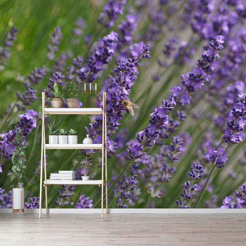Lavender Mural Wall Covering for Living Room Decorative Mildew Resistant Wallpaper