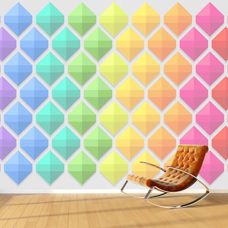 Customized Illustration Geometry Moisture Resistant Wall Mural for Reading Room