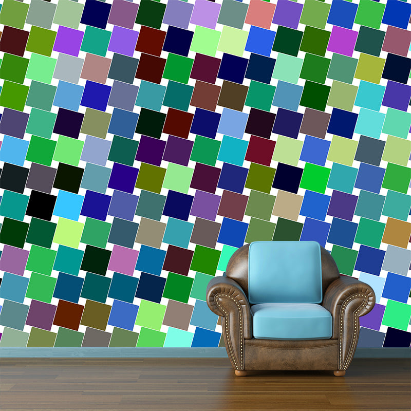 Illustration House Interior Wall Mural Mildew Resistant for Sitting Room