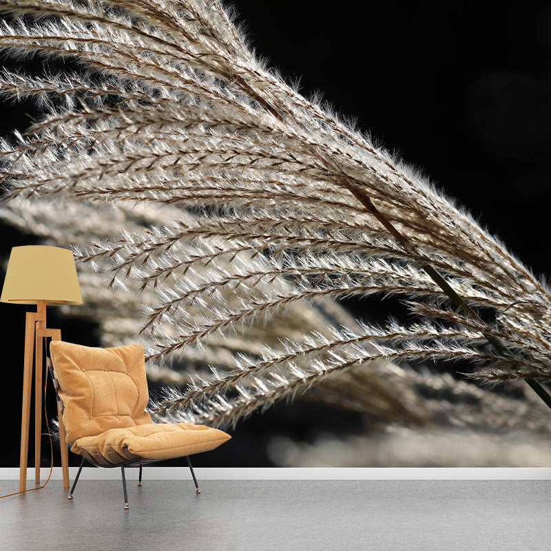 Customized Reed Grass Wall Mural Stain Resistant for Living Room Decor