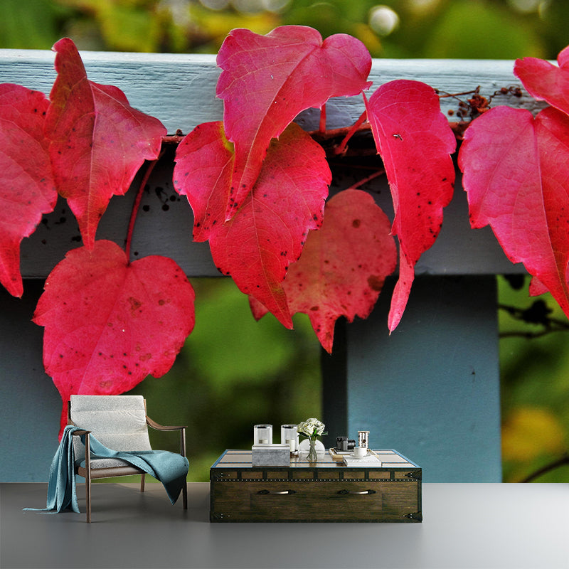 Wild Grape Leaves Mural Wallpaper Eco-friendly Moisture Resistant for Bedroom