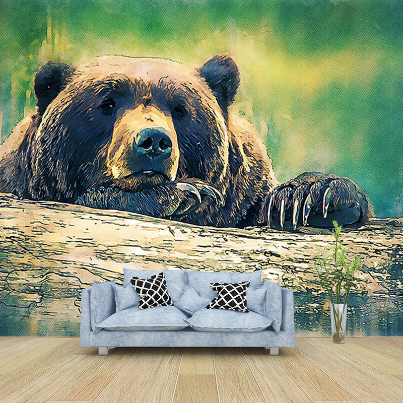 Bear Animal Mural Moisture Resistant Wall Art for Living Room, Custom Size Available