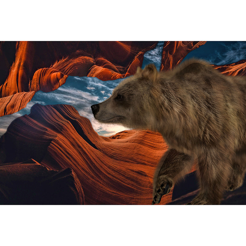 Bear Animal Mural Moisture Resistant Wall Art for Living Room, Custom Size Available