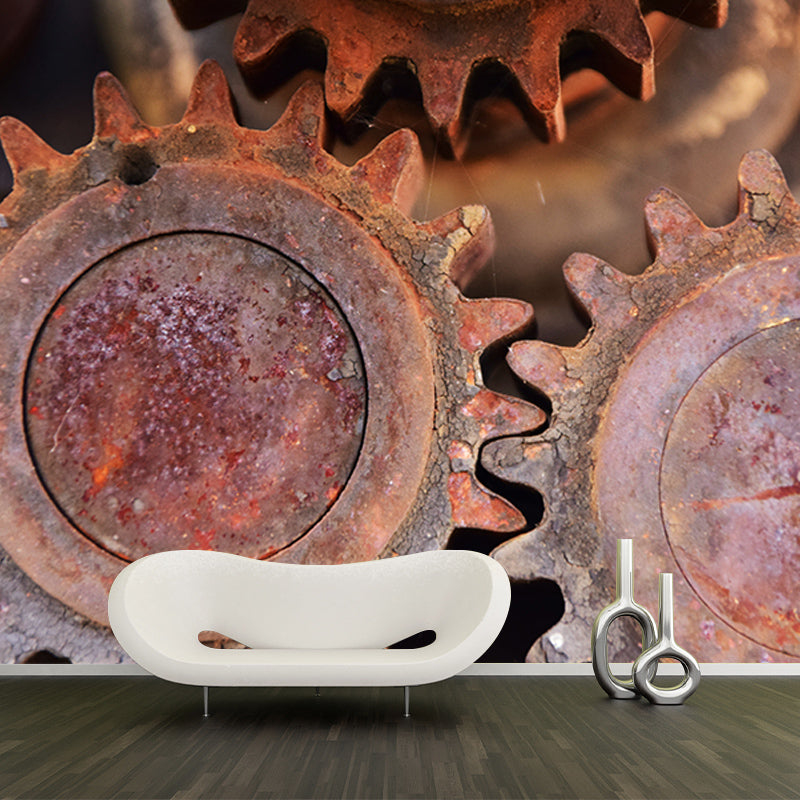 Rusty Metal Gears Mural for Living Room Decoration, Personalized Size Available