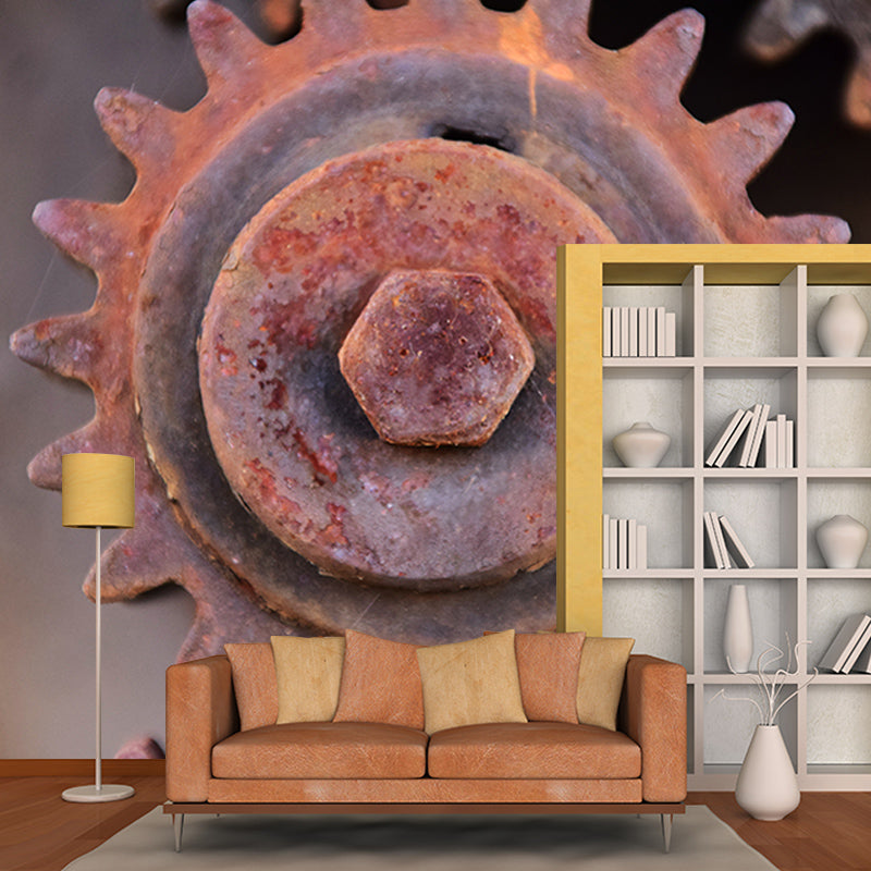Rusty Metal Gears Mural for Living Room Decoration, Personalized Size Available