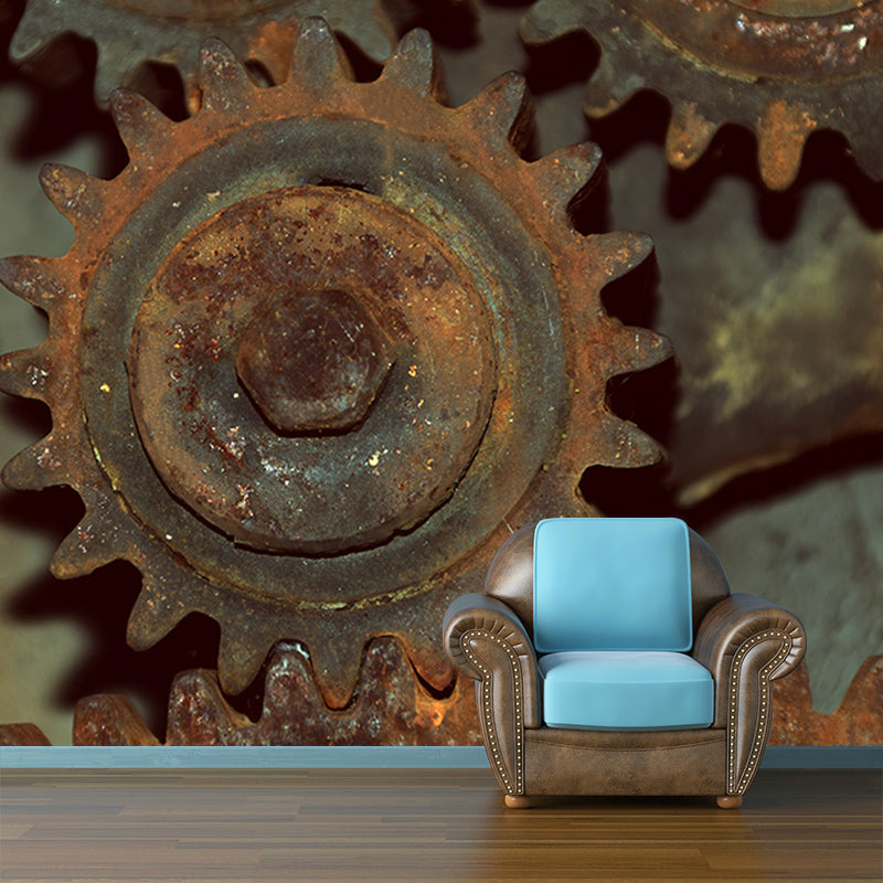 Rusty Metal Gears Mural for Living Room Decoration, Personalized Size Available