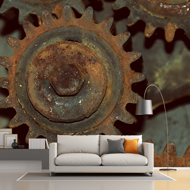 Rusty Metal Gears Mural for Living Room Decoration, Personalized Size Available