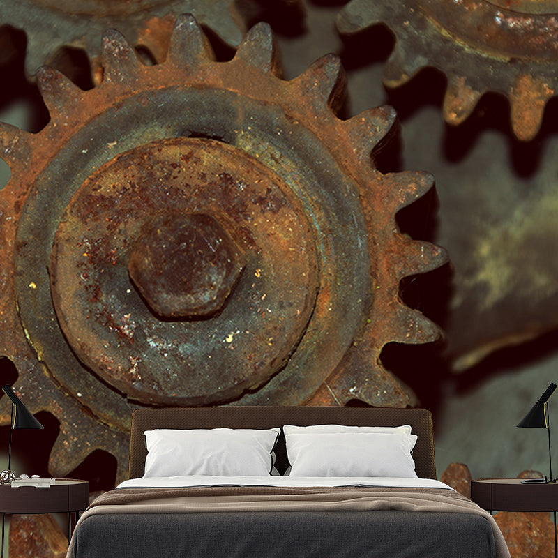 Rusty Metal Gears Mural for Living Room Decoration, Personalized Size Available