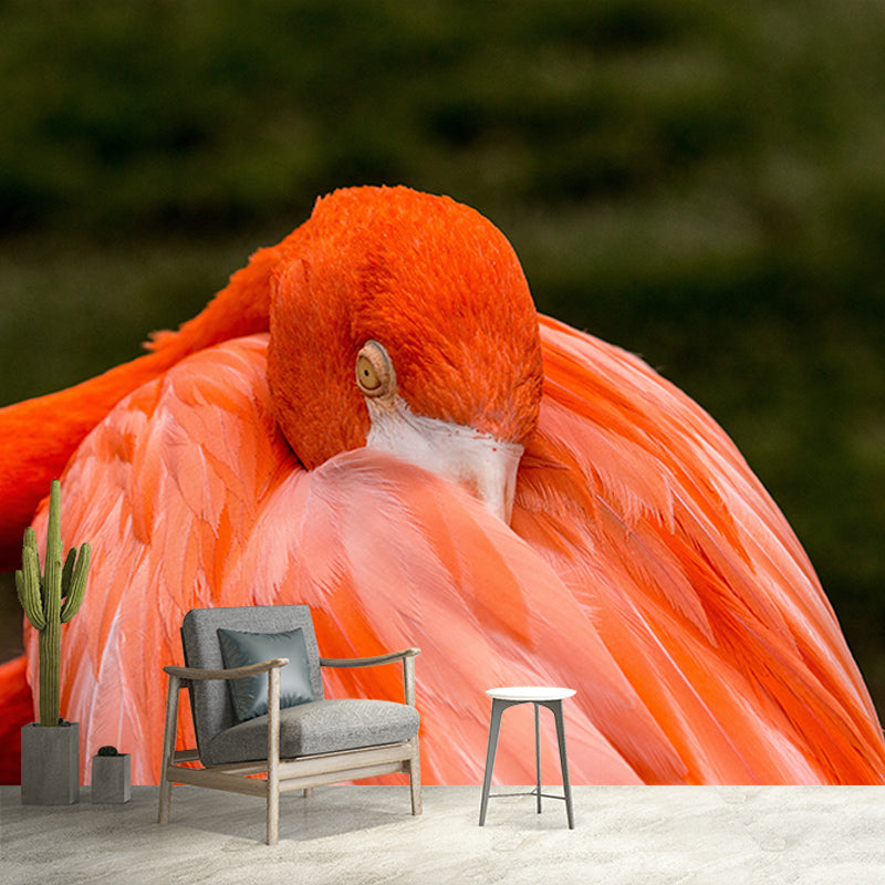 Tropical Flamingo Wall Mural Moisture Resistant Wall Covering for Living Room, Customised