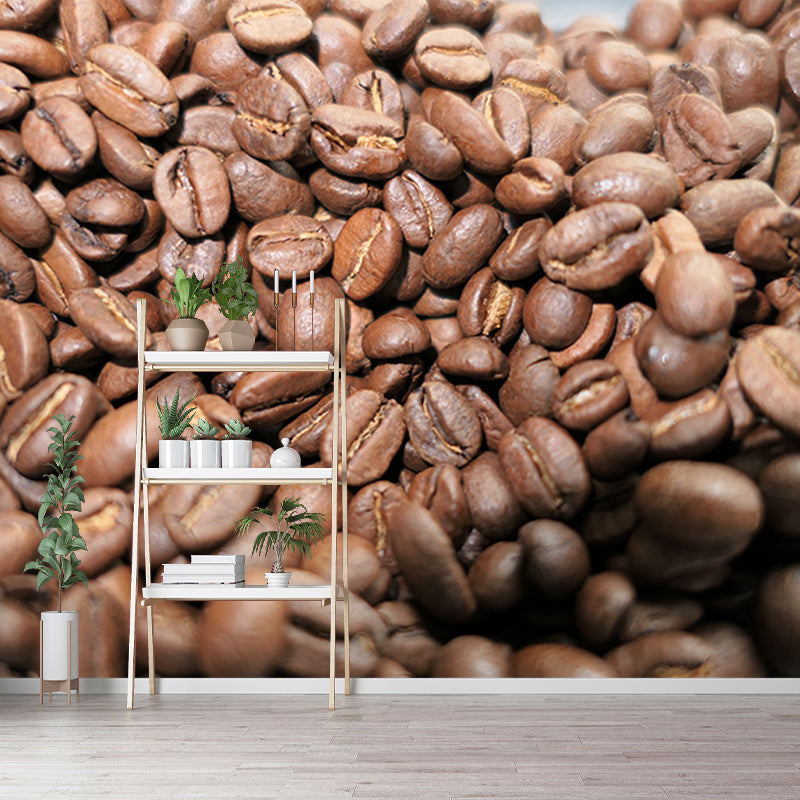 Coffee Beans Wall Mural for Coffee Shop Decor Stain Resistant, Custom Size Available