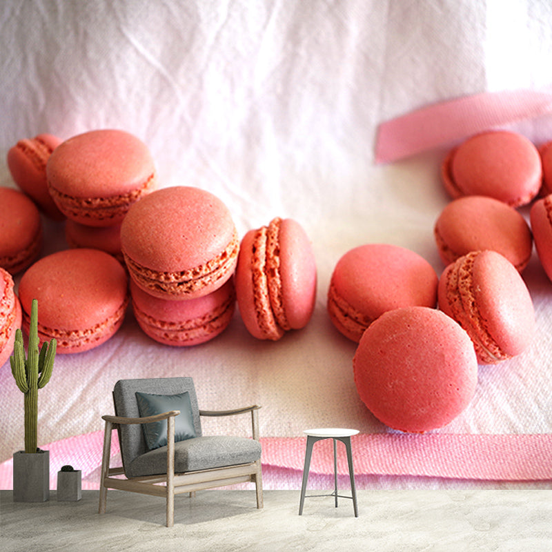 Macaron Dim Sum Mural Modern Decorative Dessert Shop Wall Art, Stain Resistant