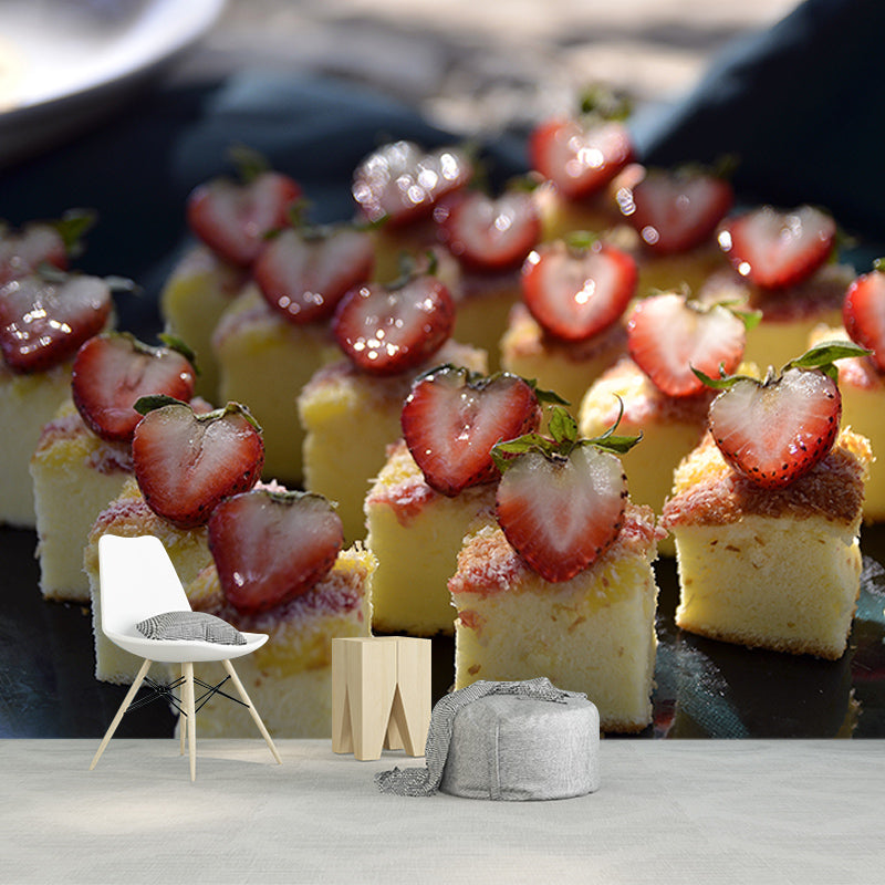 Simple Dessert Shop Murals Decor Cheesecake Dessert Mural Wallpaper, Custom Size Available