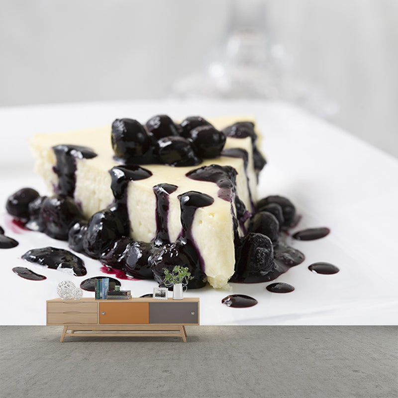 Simple Dessert Shop Murals Decor Cheesecake Dessert Mural Wallpaper, Custom Size Available