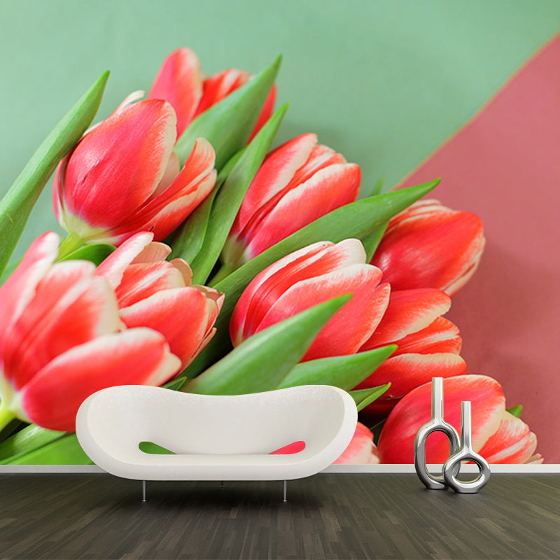 Tulip Wall Mural Decal for Living Room Flower Wall Decor, Customized Size Available