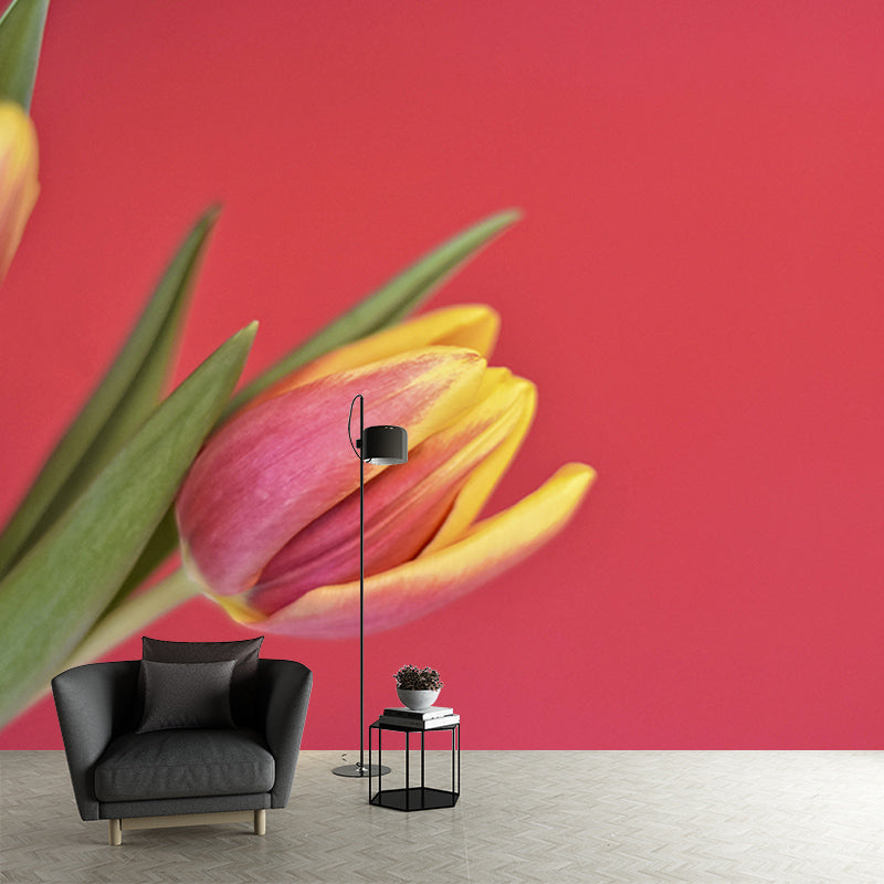 Beautiful Tulip Flower Mural Wallpaper Bedroom Wall Decor, Customized Size Available