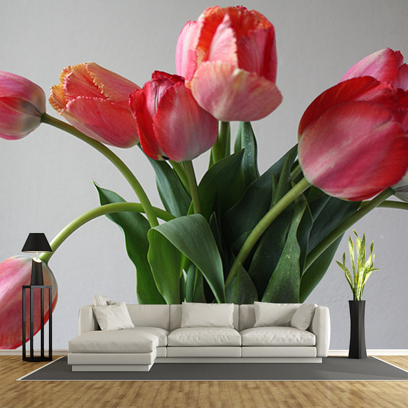 Beautiful Tulip Flower Mural Wallpaper Bedroom Wall Decor, Customized Size Available