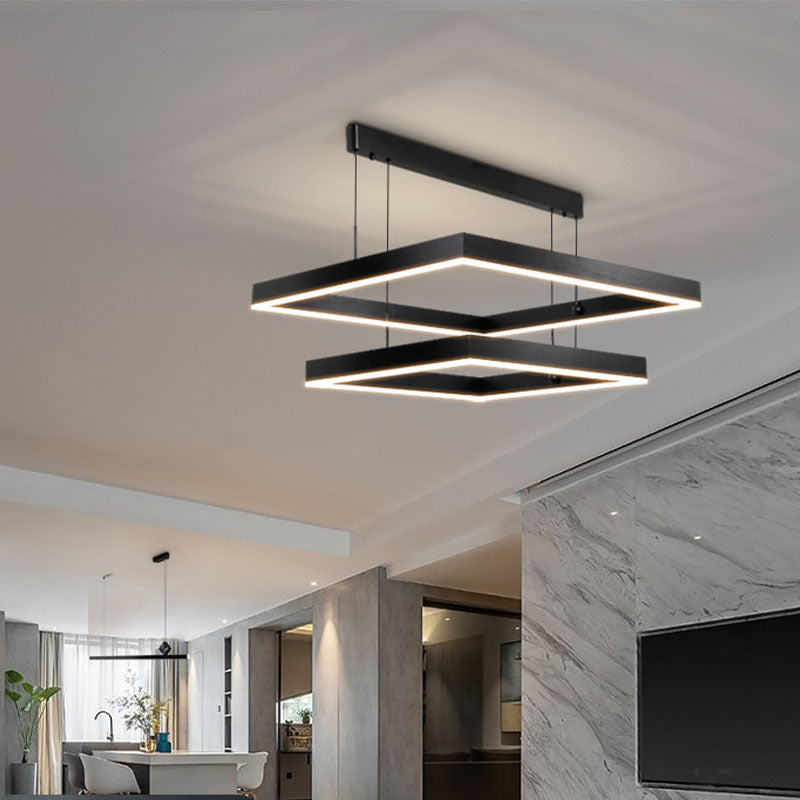 Mehrere Quadrate hängende Deckenleuchten moderner Esszimmer Beleuchtung Metall Kronleuchter