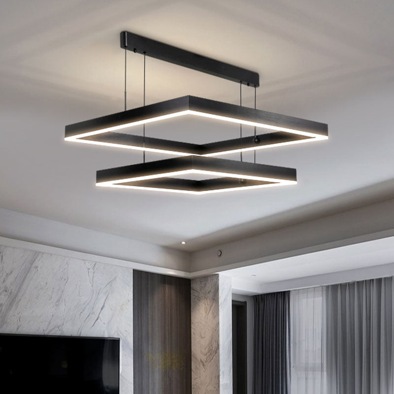 Mehrere Quadrate hängende Deckenleuchten moderner Esszimmer Beleuchtung Metall Kronleuchter