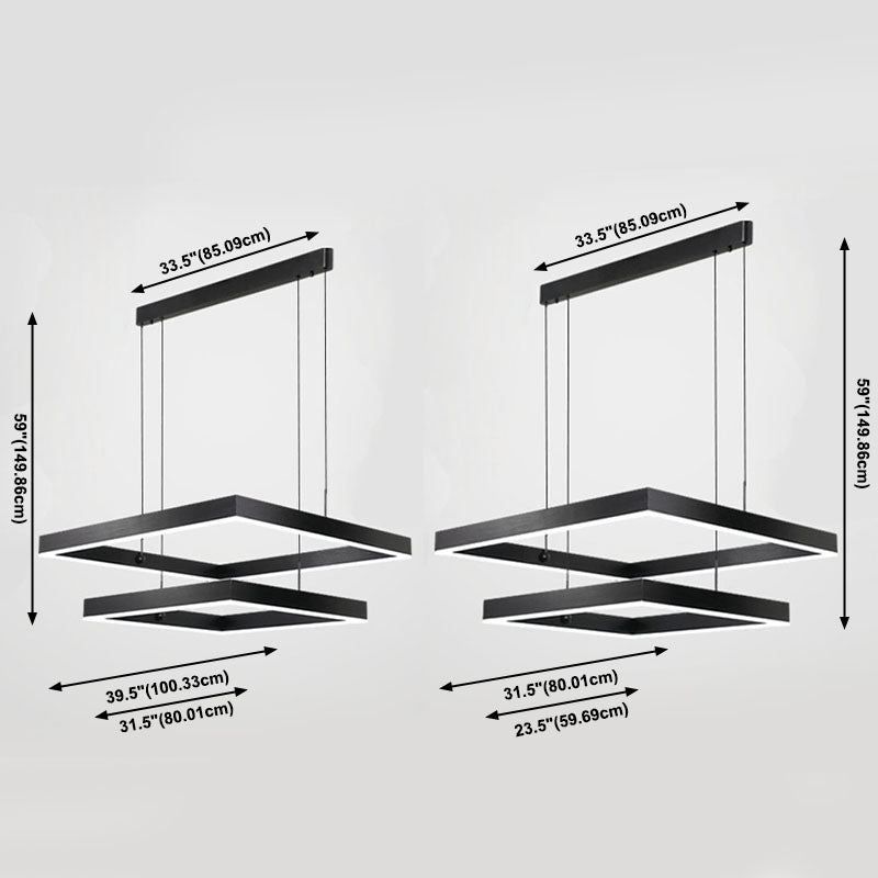 Mehrere Quadrate hängende Deckenleuchten moderner Esszimmer Beleuchtung Metall Kronleuchter