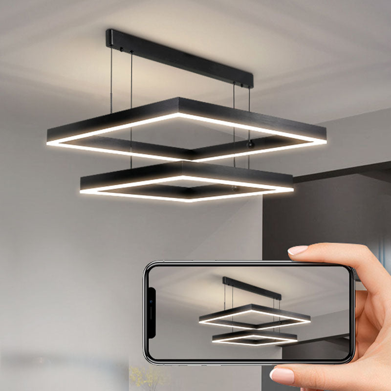 Mehrere Quadrate hängende Deckenleuchten moderner Esszimmer Beleuchtung Metall Kronleuchter