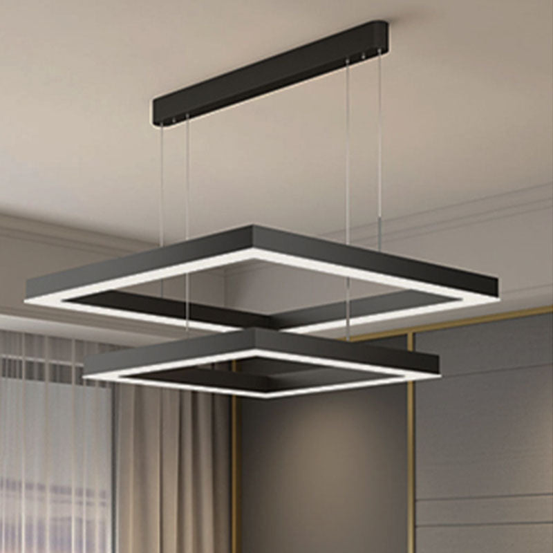 Mehrere Quadrate hängende Deckenleuchten moderner Esszimmer Beleuchtung Metall Kronleuchter