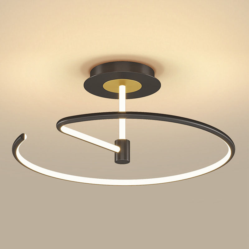 Modern Minimalist Linear LED Ceiling Light Aluminium Indoor Semi Flush Mount with Silicone Shade