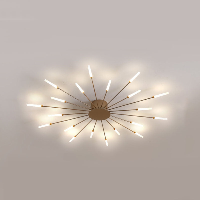 Modern Simplicity LED Semi Flush Mount Lacquered Metal Linear Ceiling Light with Acrylic Shade