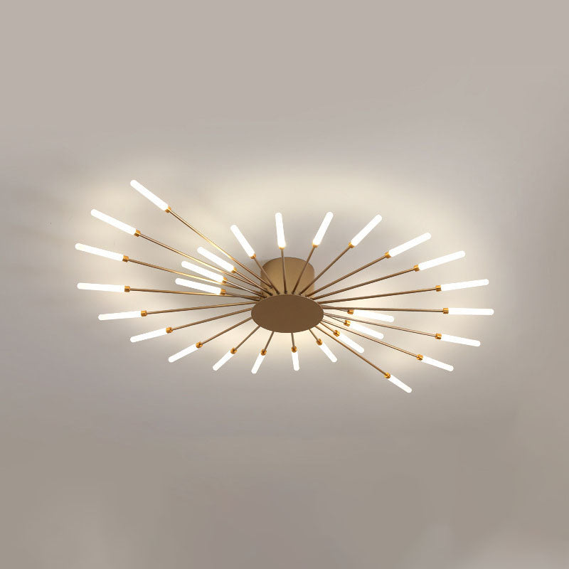 Modern Simplicity LED Semi Flush Mount Lacquered Metal Linear Ceiling Light with Acrylic Shade