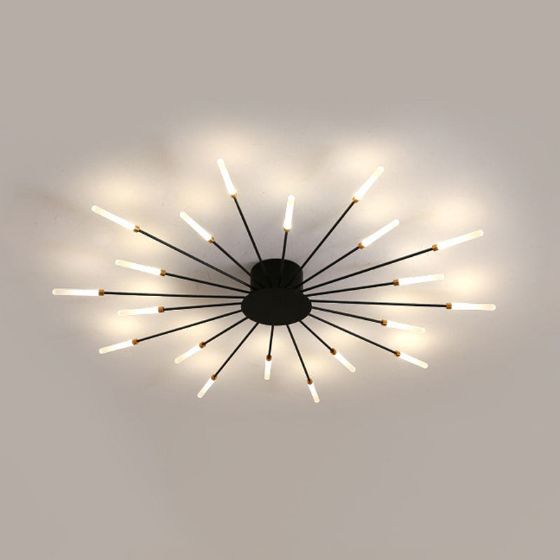 Modern Simplicity LED Semi Flush Mount Lacquered Metal Linear Ceiling Light with Acrylic Shade