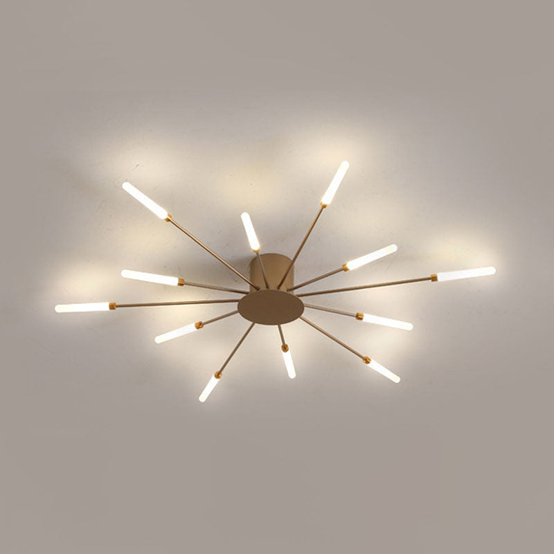 Modern Simplicity LED Semi Flush Mount Lacquered Metal Linear Ceiling Light with Acrylic Shade