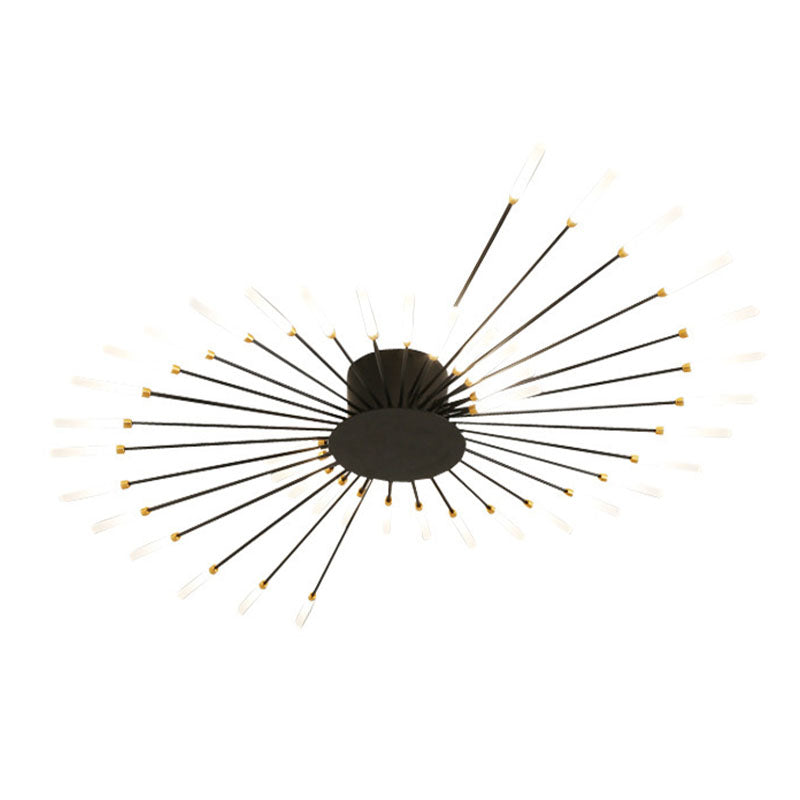 Modern Simplicity LED Semi Flush Mount Lacquered Metal Linear Ceiling Light with Acrylic Shade