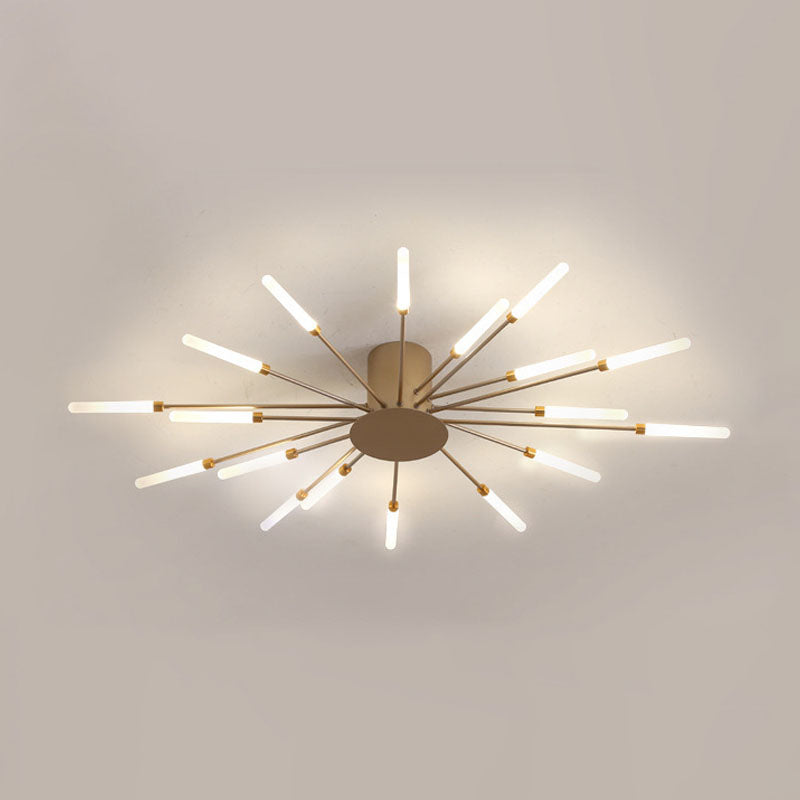 Modern Simplicity LED Semi Flush Mount Lacquered Metal Linear Ceiling Light with Acrylic Shade