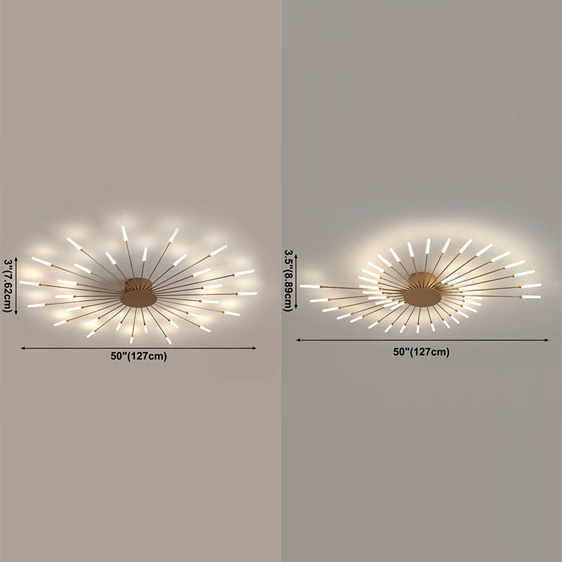 Modern Simplicity LED Semi Flush Mount Lacquered Metal Linear Ceiling Light with Acrylic Shade