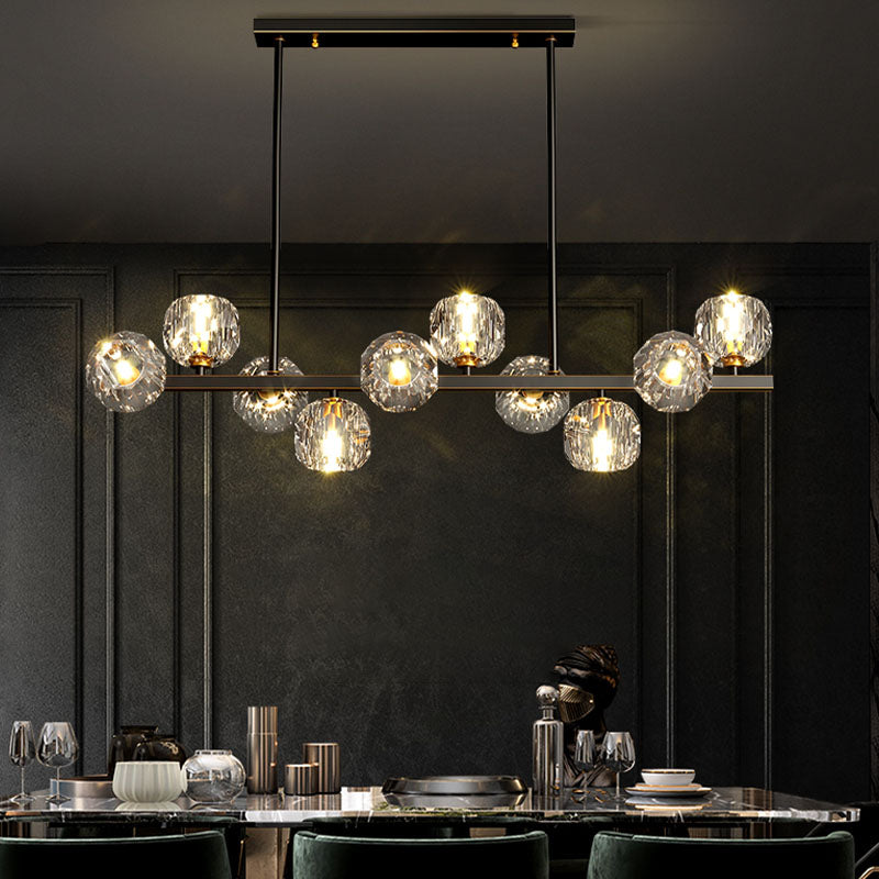 Lumière simple luxe moderne Crystal LED suspendu îlot suspendu pour salle à manger