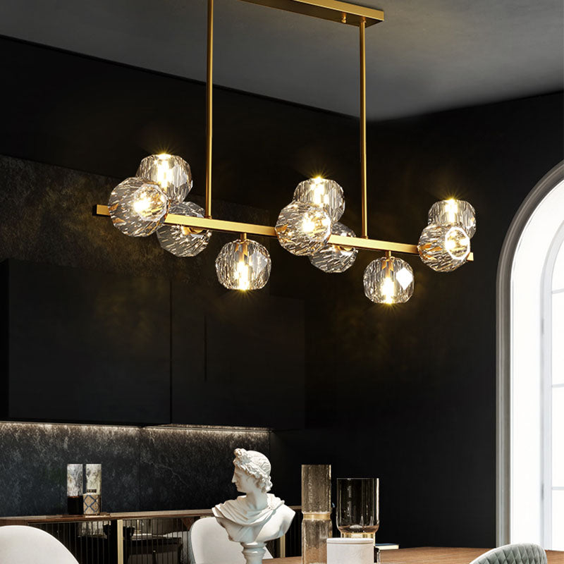 Lumière simple luxe moderne Crystal LED suspendu îlot suspendu pour salle à manger