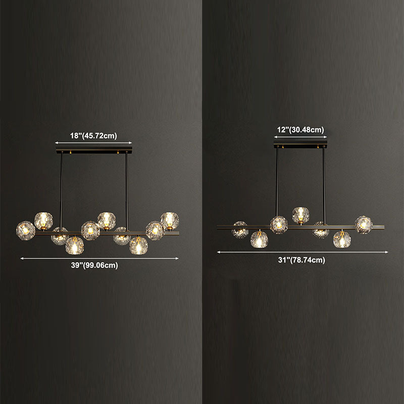 Lumière simple luxe moderne Crystal LED suspendu îlot suspendu pour salle à manger
