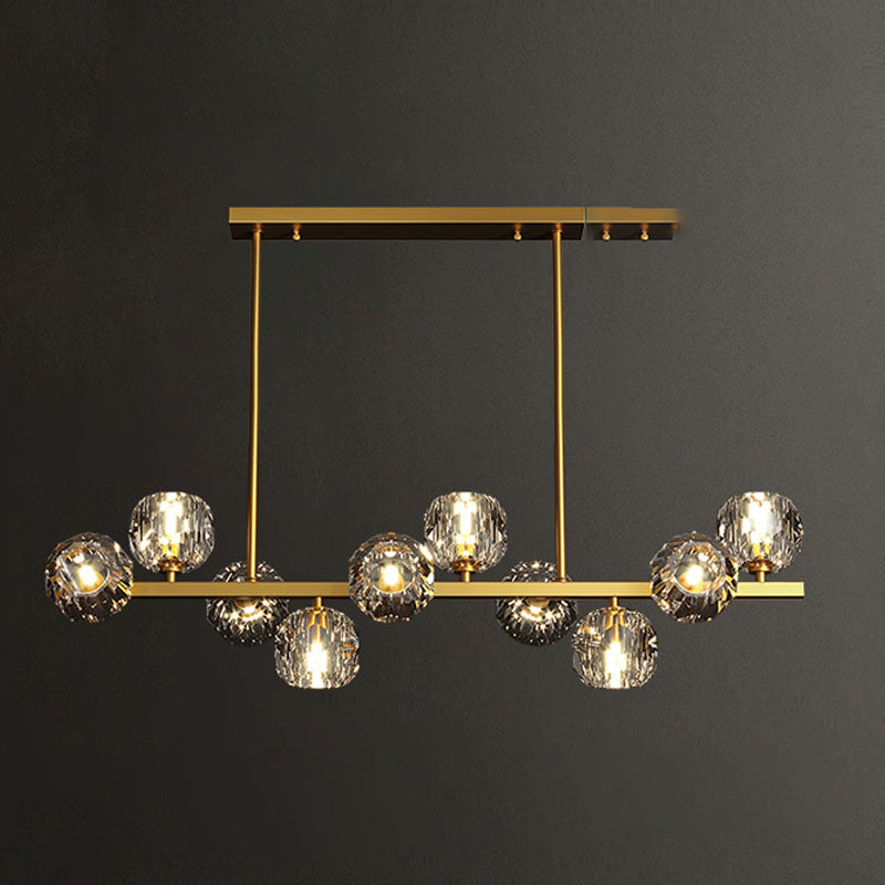 Lumière simple luxe moderne Crystal LED suspendu îlot suspendu pour salle à manger