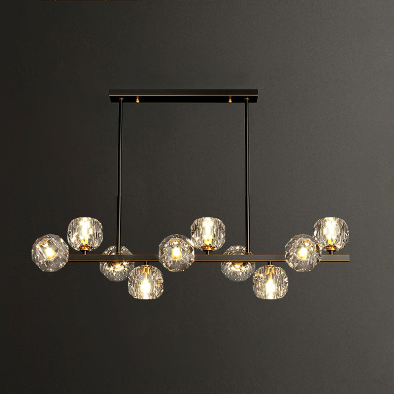 Lumière simple luxe moderne Crystal LED suspendu îlot suspendu pour salle à manger