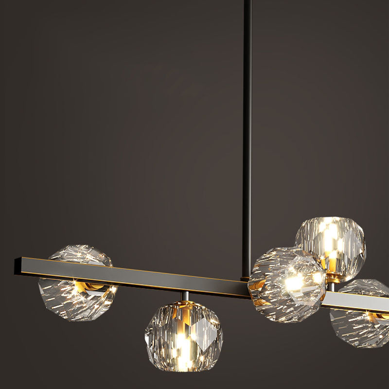 Lumière simple luxe moderne Crystal LED suspendu îlot suspendu pour salle à manger