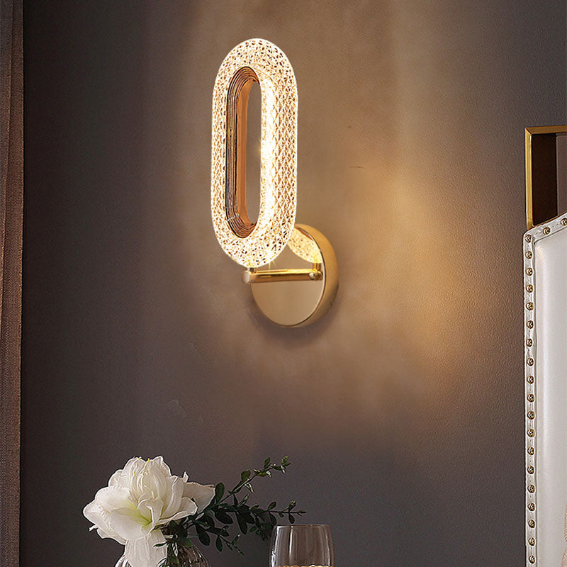 Nordic Circle Shade Wall Sconce Light, Luxury Acrylic Linear Sconce Light Fixture for Bedroom